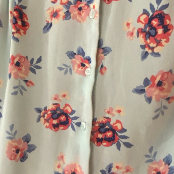 Blouse from Faded Glory - Light Blue Floral button up motorcycle collar cottage - Picture 5 of 9